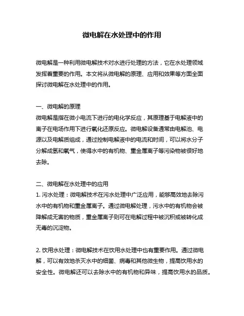 微电解在水处理中的作用