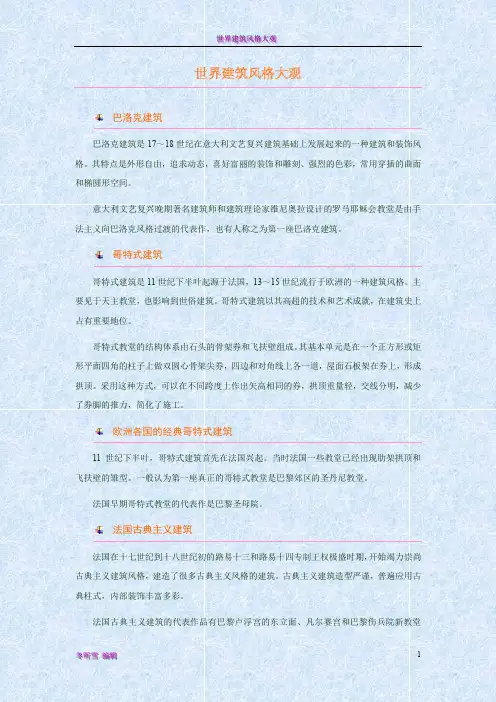 【建筑知识】世界建筑风格大观——精编