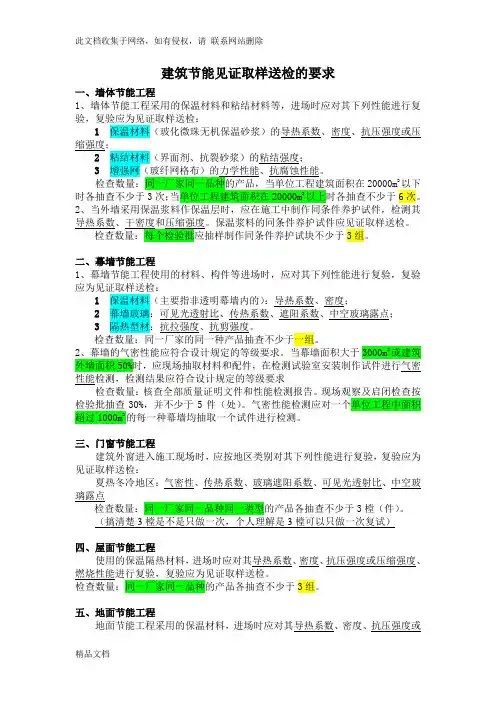 最新整理节能送检的要求讲解学习