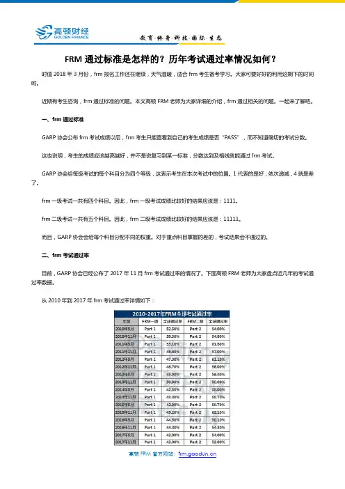 FRM通过标准是怎样的？历年考试通过率情况如何？