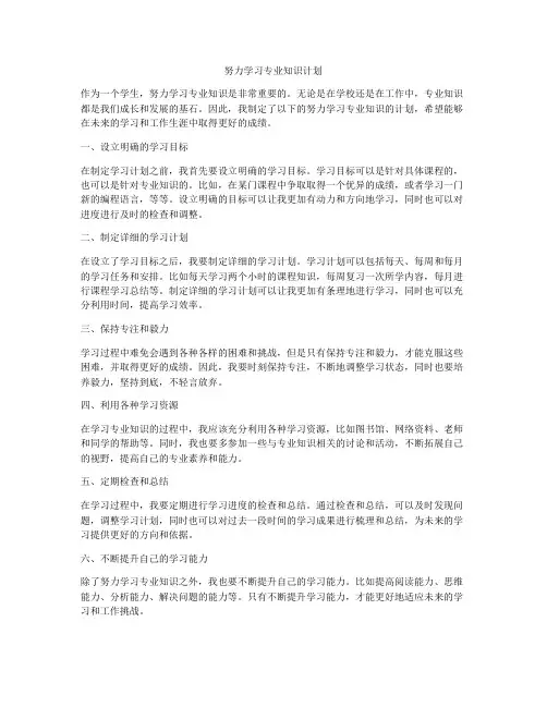 努力学习专业知识计划