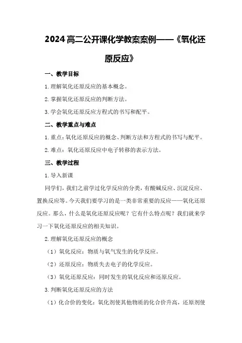 2024高二公开课化学教案案例