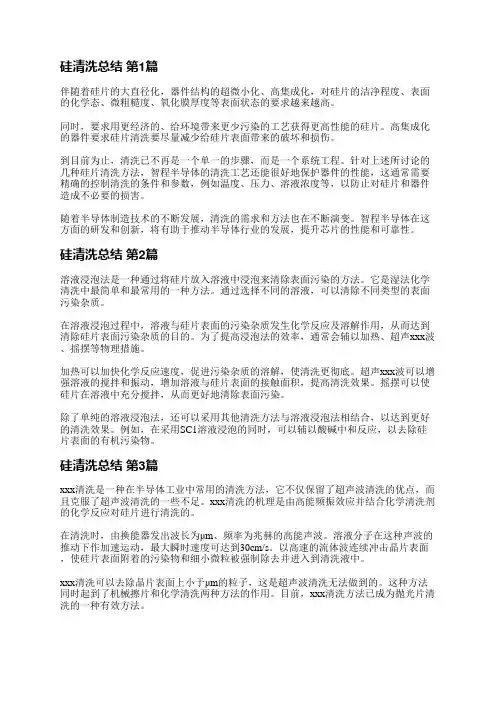 硅清洗总结(合集4篇)