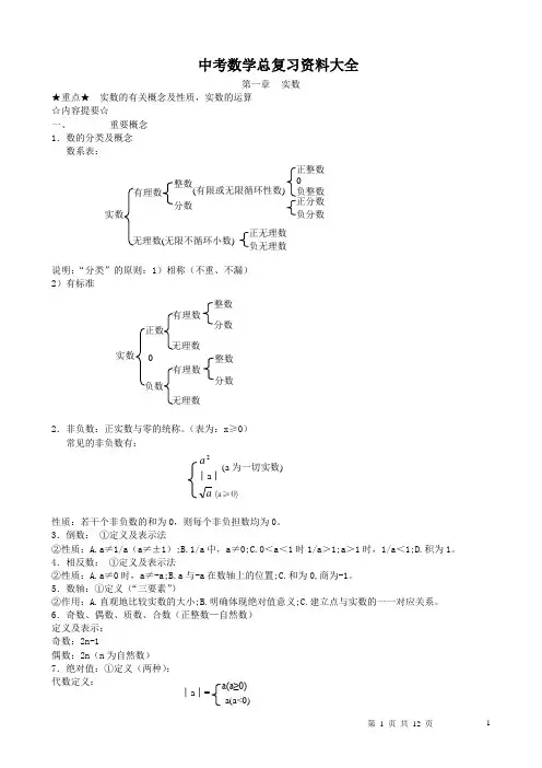 中考数学总复习资料大全(精华版)