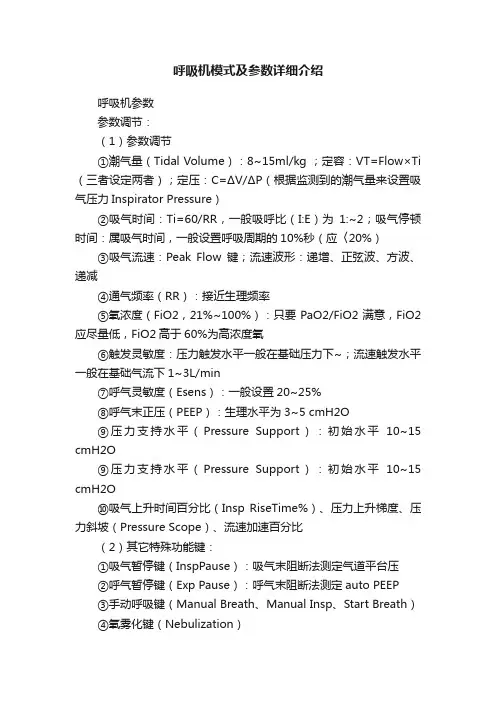 呼吸机模式及参数详细介绍