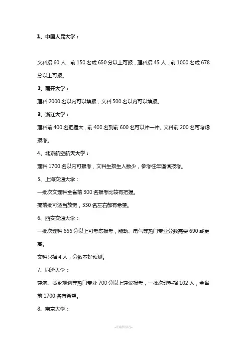史上最全-山东100多所省内外高校录取分数线