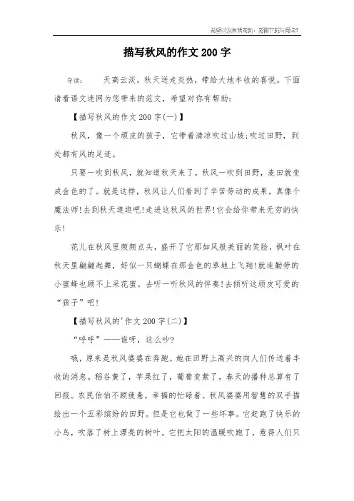 描写秋风的作文200字