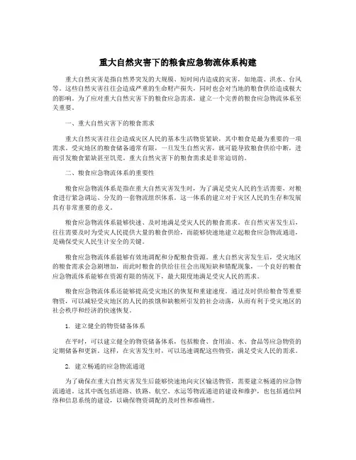 重大自然灾害下的粮食应急物流体系构建