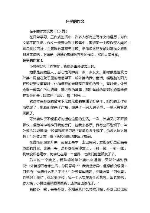 在乎的作文优秀（15篇）