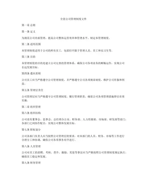 全套公司管理制度文件