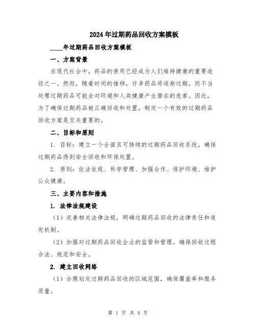 2024年过期药品回收方案模板