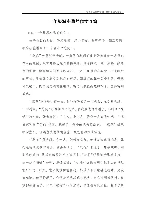 一年级写小猫的作文5篇