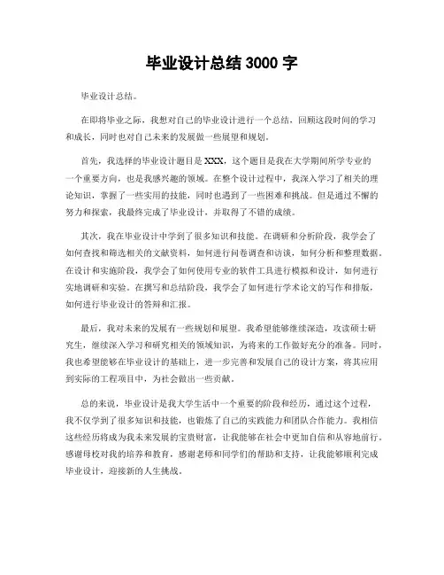 毕业设计总结3000字