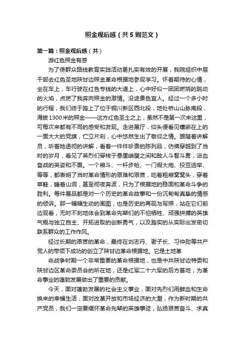 照金观后感（共5则范文）