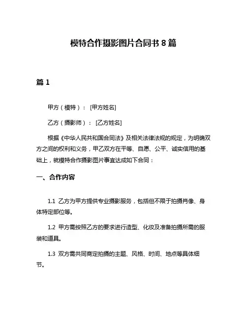 模特合作摄影图片合同书8篇