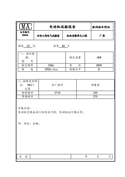 电气试验报告