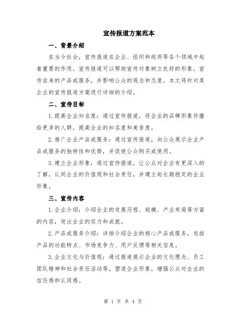 宣传报道方案范本