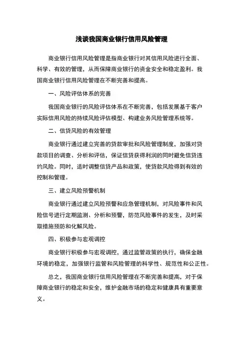 浅谈我国商业银行信用风险管理