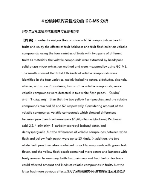 4份桃种质挥发性成分的 GC-MS 分析