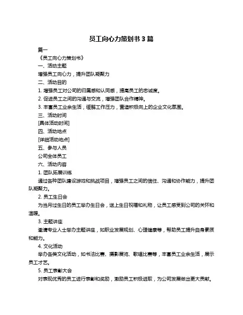 员工向心力策划书3篇