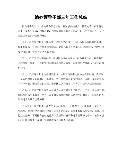 编办领导干部三年工作总结