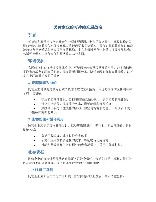 民营企业的可持续发展战略