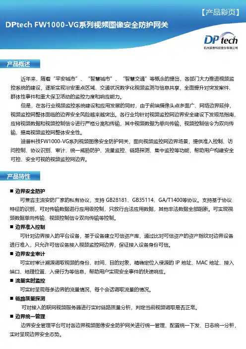 DPtech FW1000-VG系列视频图像安全防护网关说明书