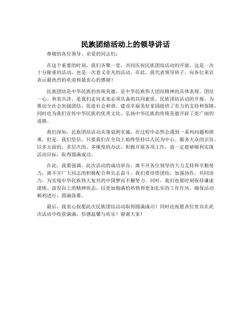 民族团结活动上的领导讲话