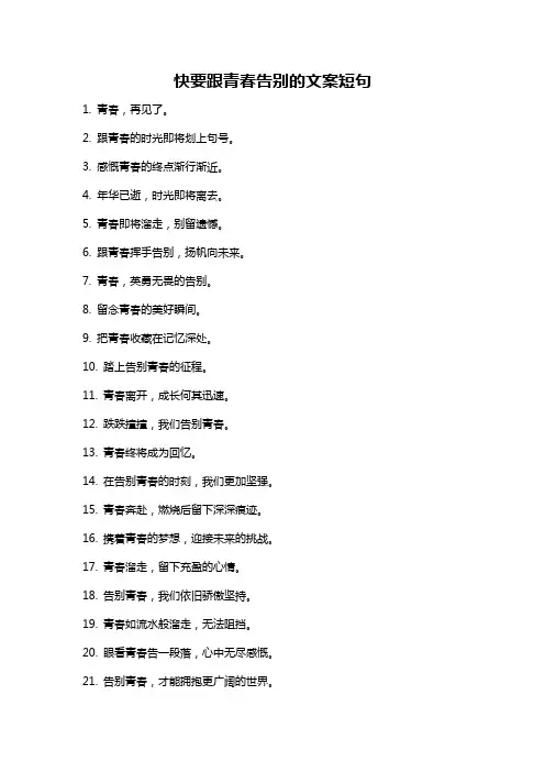 快要跟青春告别的文案短句