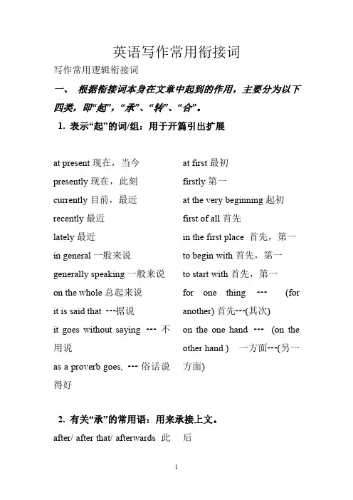英语写作常用衔接词 精品