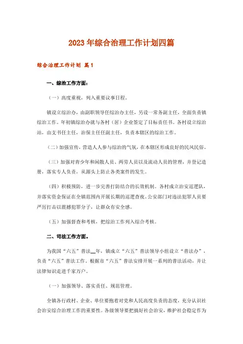 2023年综合治理工作计划四篇_1
