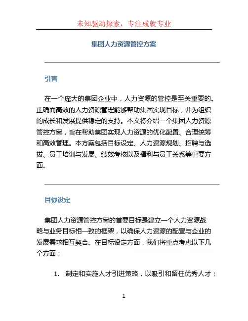 集团人力资源管控方案