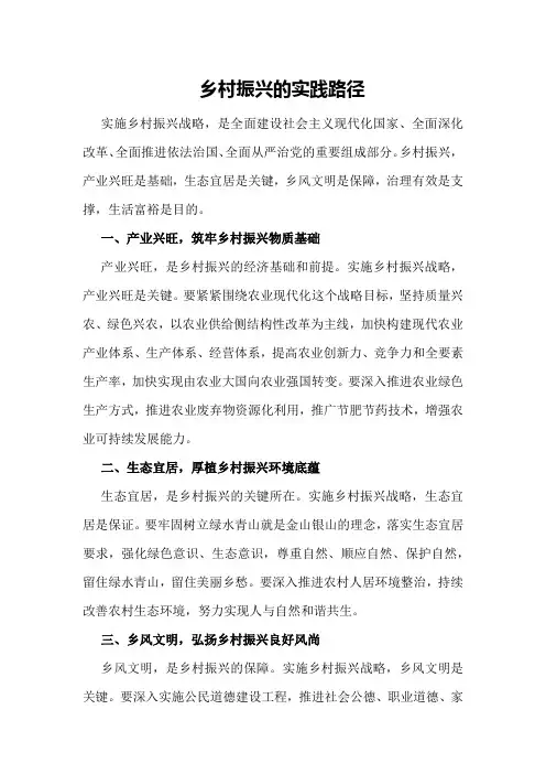 乡村振兴的实践路径