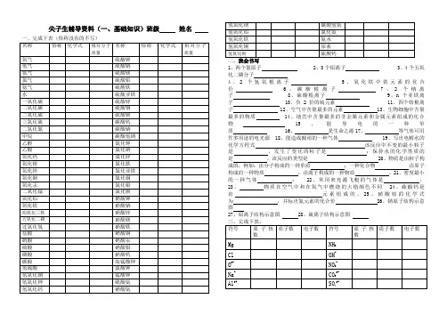 九年级化学尖子生辅导资料(化学式与化学方程式)