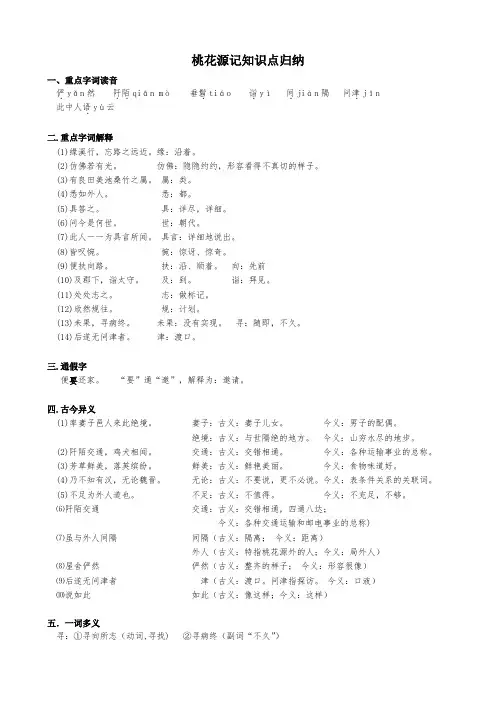桃花源记知识点归纳