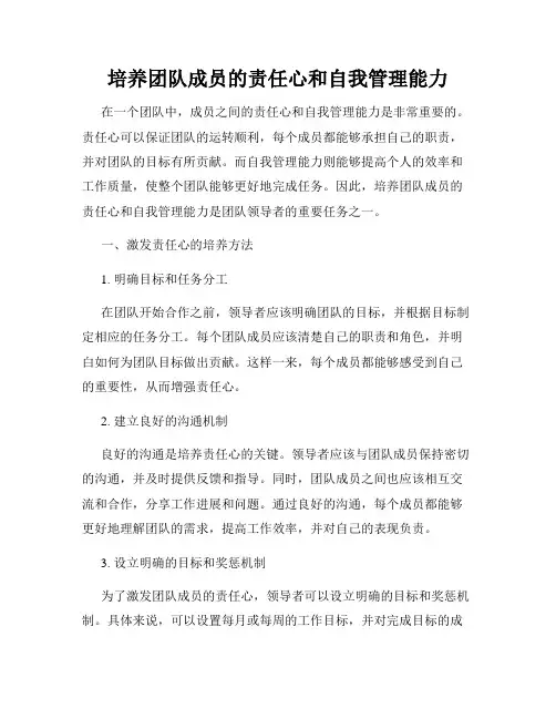 培养团队成员的责任心和自我管理能力