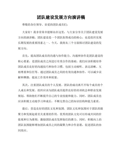 团队建设发展方向演讲稿
