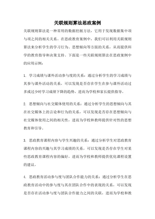 关联规则算法思政案例
