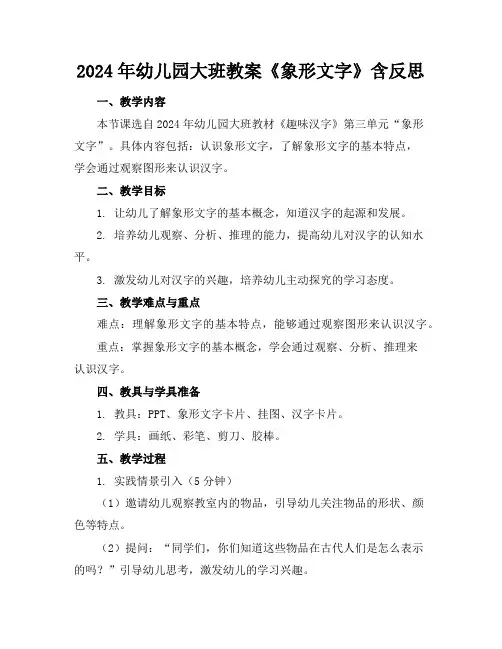 2024年幼儿园大班教案《象形文字》含反思