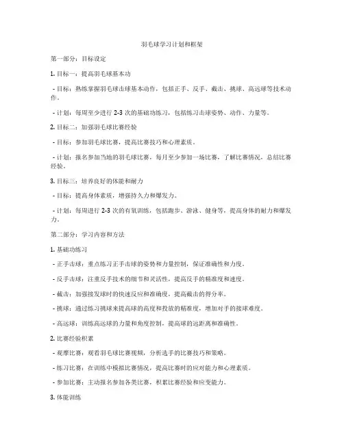 羽毛球学习计划和框架