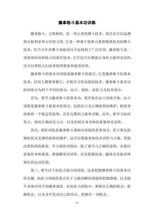 擒拿格斗基本功训练