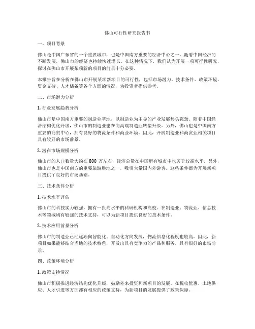 佛山可行性研究报告书
