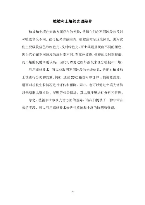 植被和土壤的光谱差异