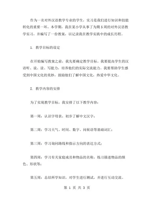 对外汉语教学实习记录教案：我的成长历程