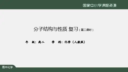 分子结构与性质复习(第二课时)