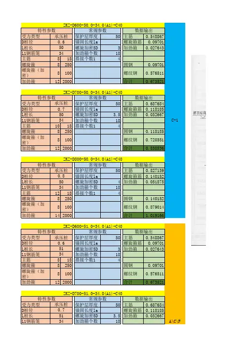 表格式钢筋笼计算稿