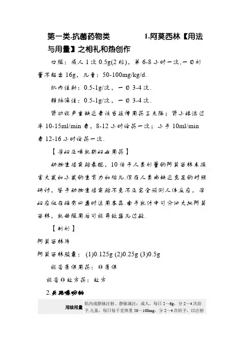 口腔常用药物目录