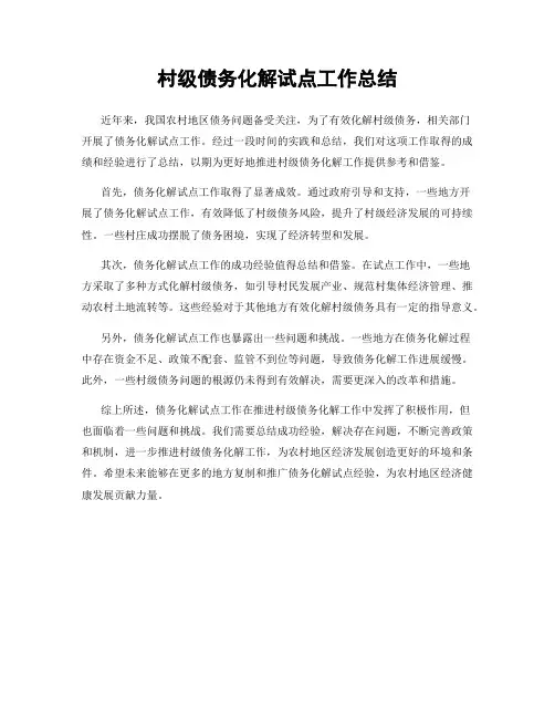村级债务化解试点工作总结