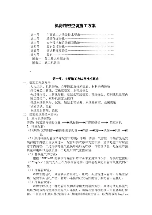 机房空调施工方案