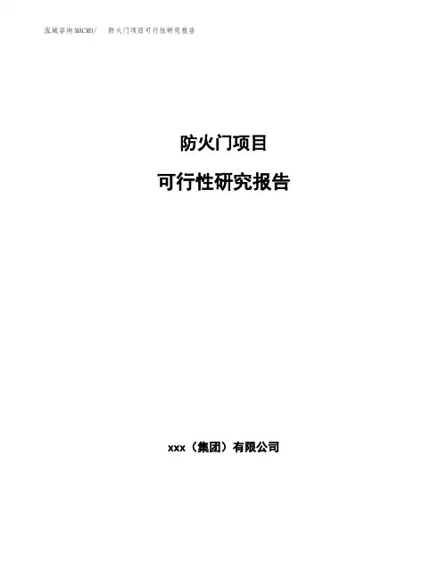 防火门项目可行性研究报告(参考模板范文)